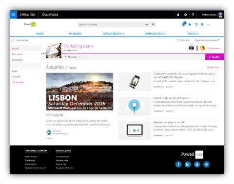 SharePoint Modern Experience avec Powell 365 