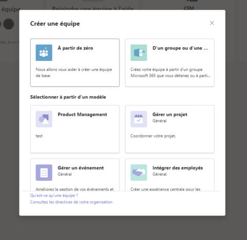 créer équipe Teams à partir de groupe existant