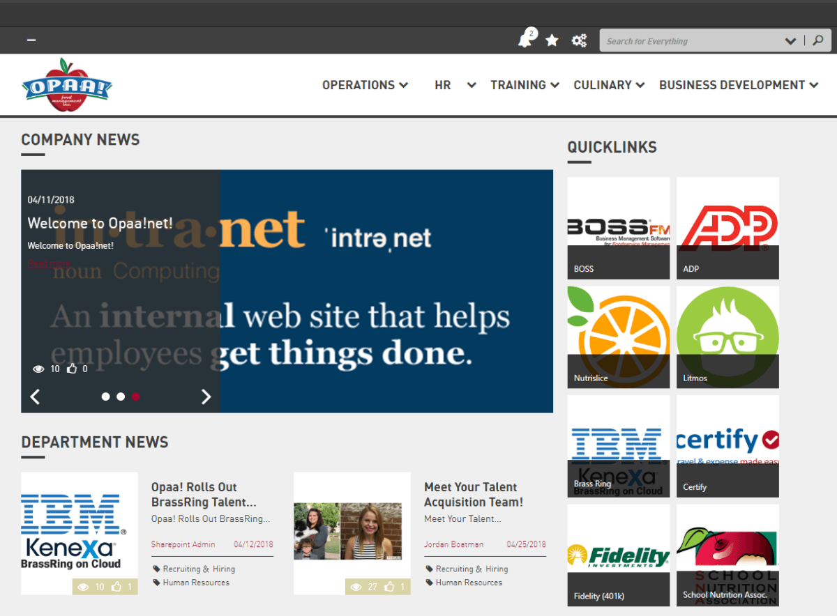 Opaa! intranet Powell 365
