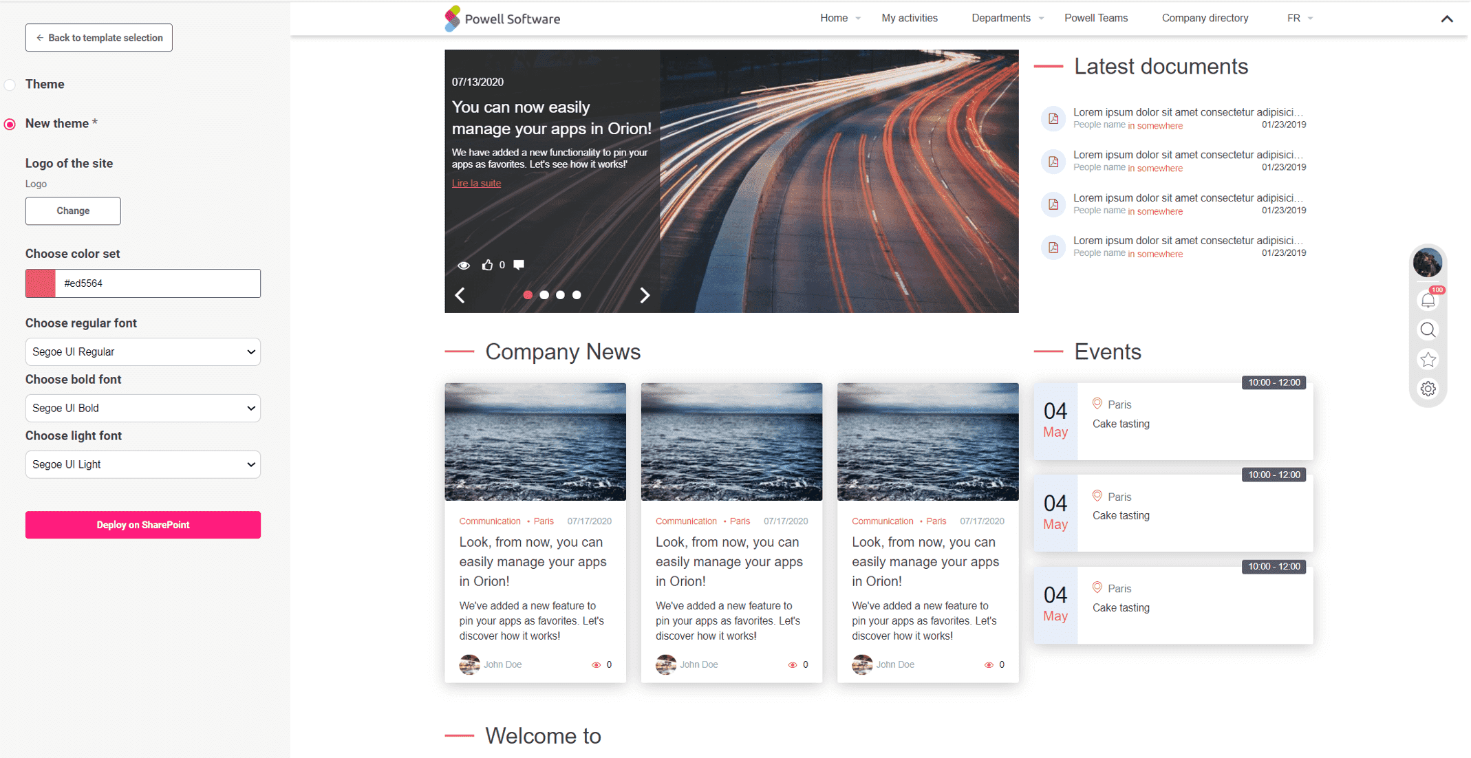 New theme in Powell Intranet