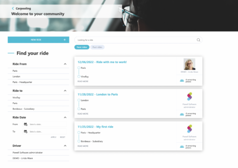 Finding ride on Powell Intranet Carpooling tool