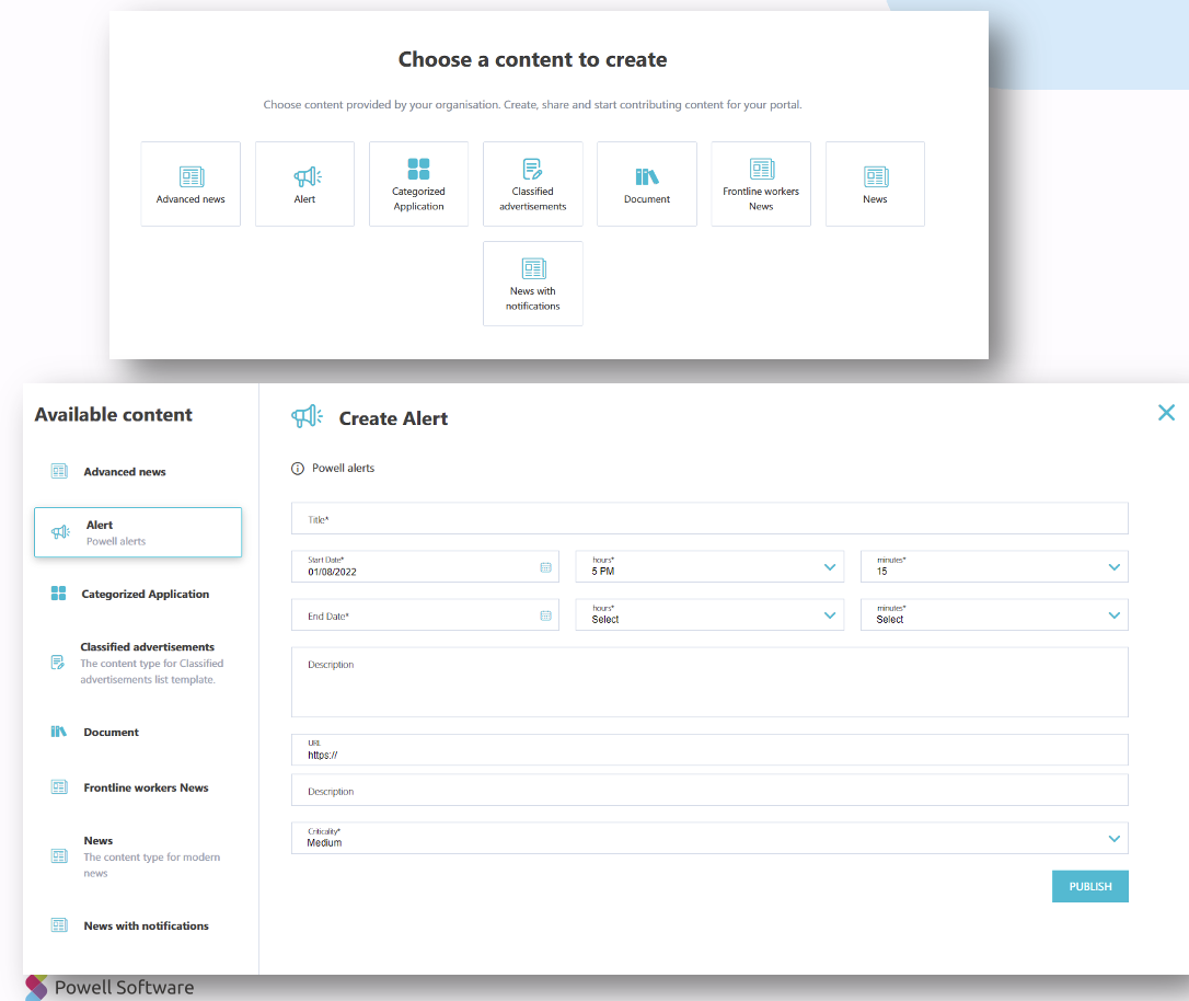Creating Content in Powell Intranet